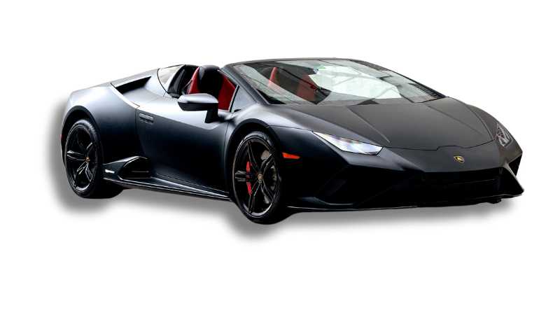 Matte Black Lamborghini Huracan Evo Spyder Front View